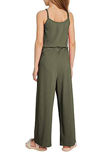 Sidefeel Loose Girl Strap Sleeveless Romper Jumpsuit Long Overalls Summer Outfits Set Size 12-13 Green #TOP3