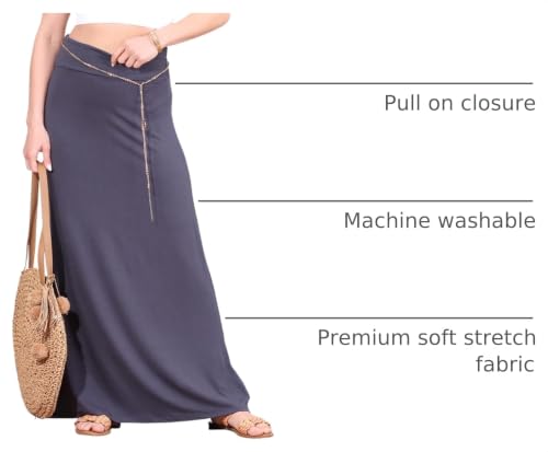 Image of Popana Long Maxi Skirt for Women, Flowy Long Skirts for Women | High Waisted Soft Trendy Rayon, Sundress Convertible Skirt, Long Length Bodycon Maxi Skirt, Petite and Plus Size