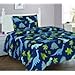 Elegant Home Dinosaurs Jurassic Park Design Multicolor Dark Blue Green 3 Piece Printed Twin Size Sheet Set with Pillowcase Flat Fitted Sheet for Boys/Kids/Teens # Dinosaurs Blue 2 (Twin)