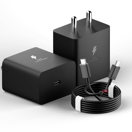 Image of AILKIN 45W Super Fast USB-C Power Adapter with Charging Cable Designed for Galaxy S25, S24, S23, S22 Ultra, Note Series, M & A Series Devices (Black)