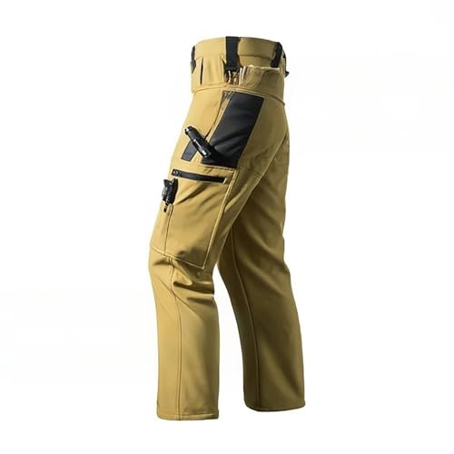 Hawyet Mens Work Pants Fleeced Rip Stop Water Resistance Multi Pockets Multi Functional Outdoor Military Camo Pants