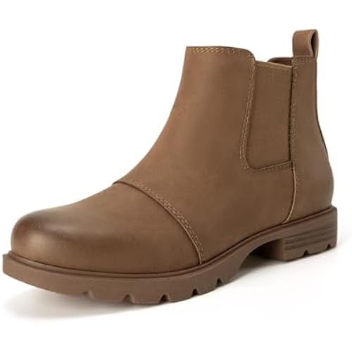 Athlefit Women's Chelsea Boots Low Heel Slip On Short Ankle Booties