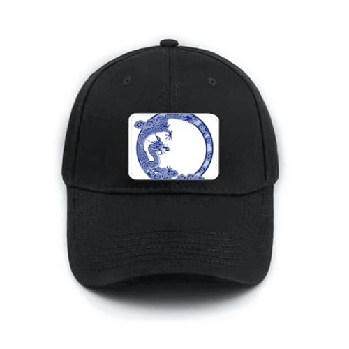 Casquette Blue Dragon broderie culture chinoise noire finitions soignées ajustables