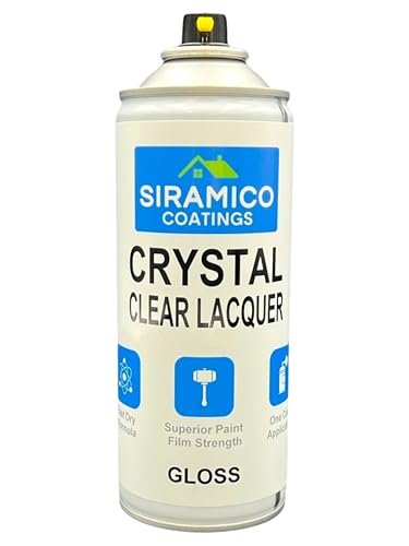 SIRAMICO COATINGS Crystal Clear Lacquer | 400ml - Clear | Gloss Finish | Interior & Exterior Surfaces for Wood, Metal, Plastics, Glass & Ceramics