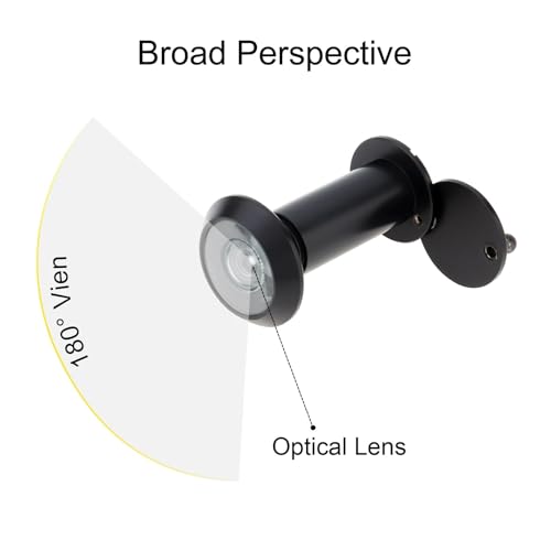 Mirilla para puerta 4 piezas 14mm de latón macizo visor de puerta 180 grados para grosor de puerta de 1.33 a 2.3 pulgadas Alta definición doble vista aguja (Color Negro) miniatura 5