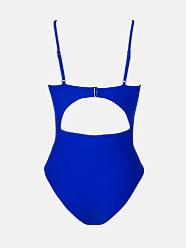 Image of CUPSHE Women's One Piece Swimsuit Plunge V Cutout Bathing Suit | Adjustable Straps, Crisscross Tunnel Drawstring, Back Hook Closure, Removable Soft Cups, Standard Coverage, Sexy Swimwear
