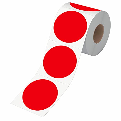 600 PCS Round Red Color Coding Circle Dots Inventory Stickers Labels with Perforation Line in Roll (2" in Diameter)