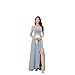 Taki Begonia Womens Chiffon Sleeveless V Neck Bridesmaid Dress Long Pleated A Line Fashion Formal Prom Dresses SkyBlue