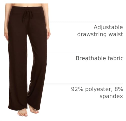 Image of Leggings Depot Women's Wide Leg Drawstring Pajama Pants for Lounge, Sleep | Soft, Breathable Poly-Span, Drawstring Waist, Comfy, Casual, Yoga, Everyday