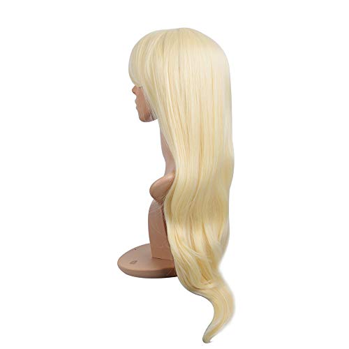 Kamo 28 Inches Light Blonde Long Big Wave Hair Synthetic Wig Costume Hair