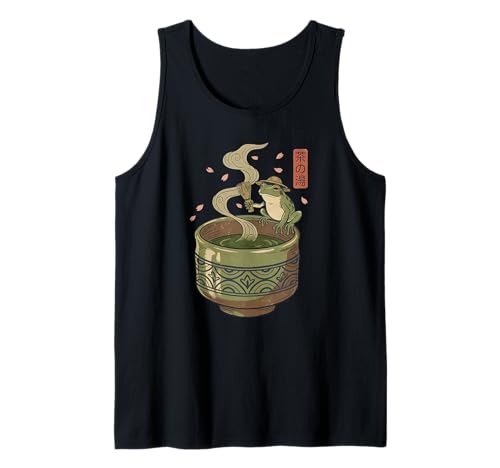 Japanese Frog Matcha Tea Time Té Verde Ukiyo-e Cottagecore Camiseta sin Mangas