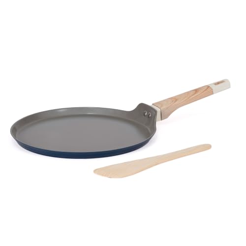 Image of Kreme Ceracook Ceramic Coated Granite Flat Tawa 28cm, ISI Certified Dosa Tawa, Forged Aluminium Body, Gas & Induction Compatible, Non Toxic, PFAS & PTFE Free, 1 Year Warranty, Ocean Deep Blue