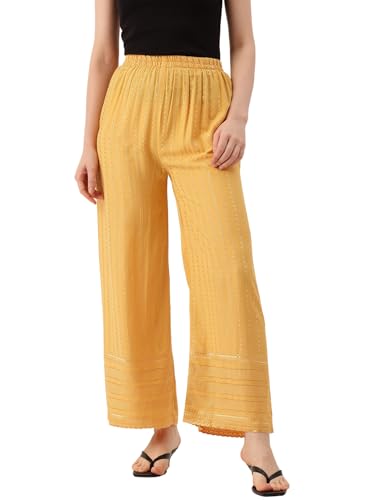 Image of feranoid White Chicken Embroidred Cotton Regular Fit Palazzo