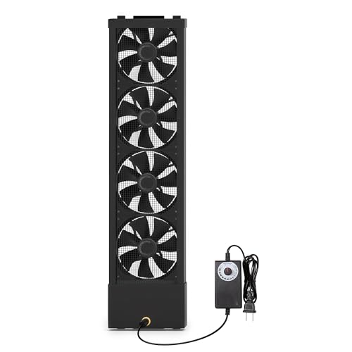 AMCHIXIN 25.6-27.6 Inch Vertical Window Exhaust Fan for Sliding Windows – Securely Fit Top and Bottom Frame Tool-Free Setup with Variable Speeds for Living Rooms Hot Areas Smoky Spaces(Black)