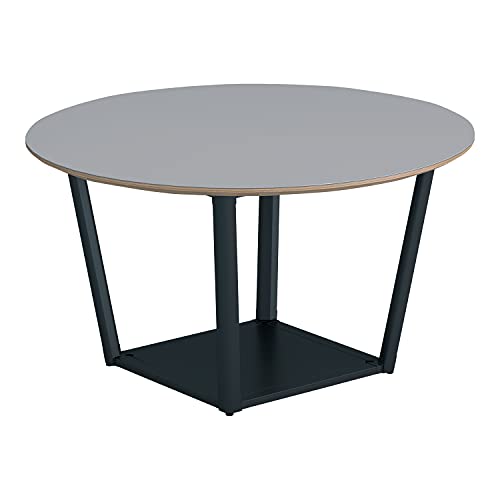 【メーカー配送・設置・組立】コクヨ ミーティングテーブル リージョン 円形 ボックス脚 ミドルローテーブル 幅120×奥行120×高さ62.4cm リノリウム天板 ペブル 脚ブラック LT-RGC12MLE6AF75