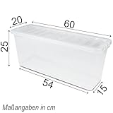 #11 AUFBEWAHRUNGSBOX - für 36 DVDs - Aufbewahrungsbox mit Deckel 1 Stück - 60x20x25cm - transparent klar - stapelbar - Kunststoff Box Stapelkiste Unterbettkommode Büro