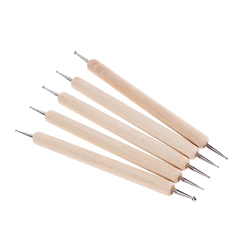 Tofficu 2sets Leather Carving Tools Embossing Pen Stamp Set 5 Dotting Pens for Creative Projects 5pcs*2