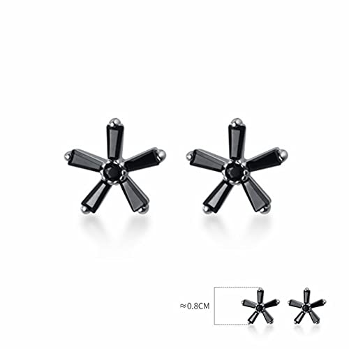 Boucles d'oreilles fleur cubic zirconia noir pour soirée
