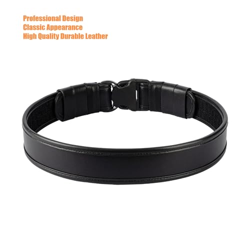 2" Duty Belt w/Hook Lining 4 Keepers 1.5" Reversible Inner Belt for Police Law Enforcement Security Plain Black4
