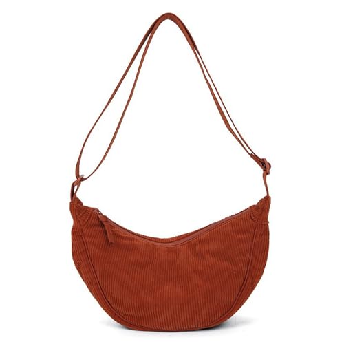 Amexo Bolso Cruzado de Pana para Muje Bolso de Media Luna Retro Bolso de Hombro con Correa de Hombro Ajustable Riñonera de Pana Suave para Trabajo Compras Escuela (Naranja) Amexo Bolso Cruzado de Pana para Muje Bolso de Media Luna Retro Bolso de Hombro con Correa de Hombro Ajustable Riñonera de Pana Suave para Trabajo Compras Escuela (Naranja)