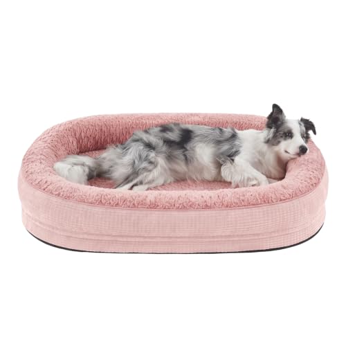 JOEJOY Orthopedic Dog Bed for Large Dogs, 360° Oval Bolster, 35"