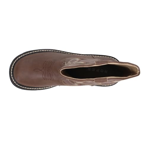 ROPER Womens Chunk Rider Embroidery Round Toe Casual Boots Ankle Low Heel 1-2" - Brown4