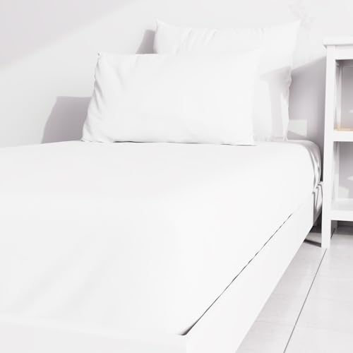 Atmosphère Sábana Bajera Lisa, Blanco, 90 x 190 cm