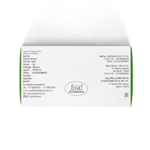 Gopaldhara Darjeeling Premium First Flush Spring Mellow Gold Tea 200 gram Paper Box - Special FTGFOP1 Darjeeling Tea Highest Elevation (7000Ft)