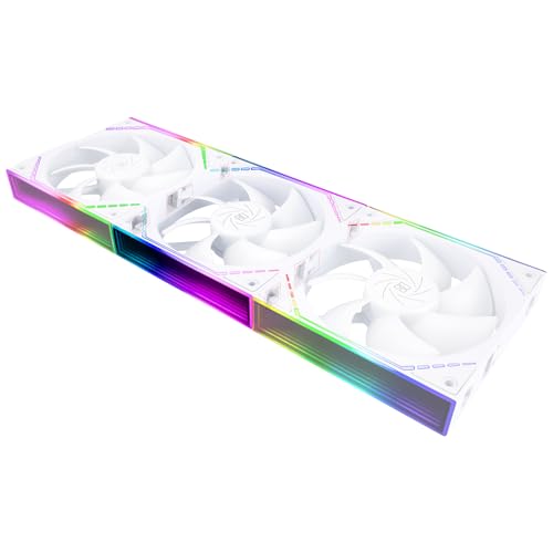 Thermalright TL-M12QW X3 CPU Fan Building Blocks 120mm Case Cooler, PWM Connector Silent Computer Cooling with S-FDB Bearing,Wireless Splicing PC Fan with ARGB Mirror Light Effect,low Noise,White (TL-