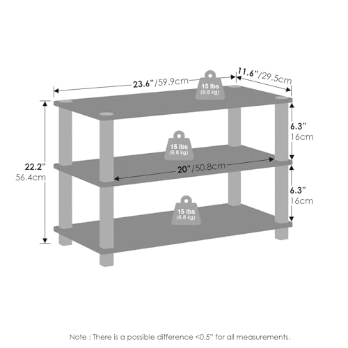 Image of Furinno Turn-S-Tube Storage Shelves Set of 2, 3-Tier Stackable Standing Shelf, Open Corner Shelf, for Organization and Storage, Living Room, Garage, Home Office, Amber Pine