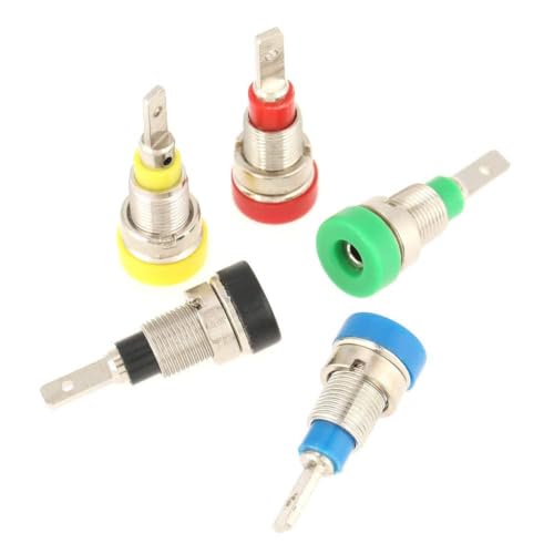 Image of TOPINCN 5PCS Panel Mount Banana Socket Mixed Color Banana Socket 2.0mm Jack for Panel Mounting Test Probes Connectors Stackable Wire Solder Multimeter