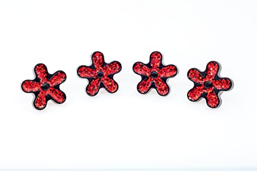Image of FD&D Multiple Use Shining Screw Cap, Red Daisy Pattern with M5 Machine Screw