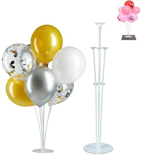 Image of Partycat Balloon Stand Kit (Pack of 2) - Clear Table Balloon Holders with 14 Sticks, 14 Cups, and 2 Bases, Reusable Decoration for Birthdays, Weddings, Anniversaries, Party Centerpieces, Table Display