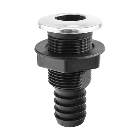 JT-HLM Boat Stainless Steel Trim Cover 3/4 Inch Straight Hose Pipe Elbow Bilge Pump Drain Thru Hull Fitting, Black Cover