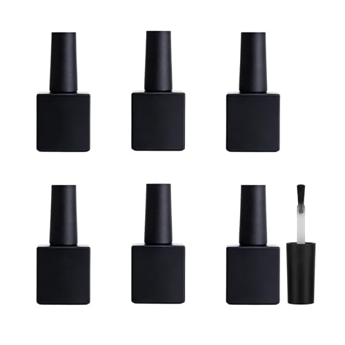 Recipientes de esmalte de uñas recargables de 10 ml de vidrio cuadrado negro 1