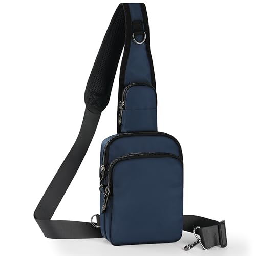 BROADREAM Bolso de hombro antirrobo, bolso de pecho con cierre de cremallera y bloqueo RFID