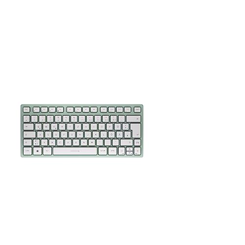 CHERRY KW 7100 Mini BT, Kompakte Multi-Device-Tastatur mit 3 Bluetooth®-Kanälen, Deutsches Layout (QWERTZ), Flaches Design, inkl. Transporttasche, Agave Green