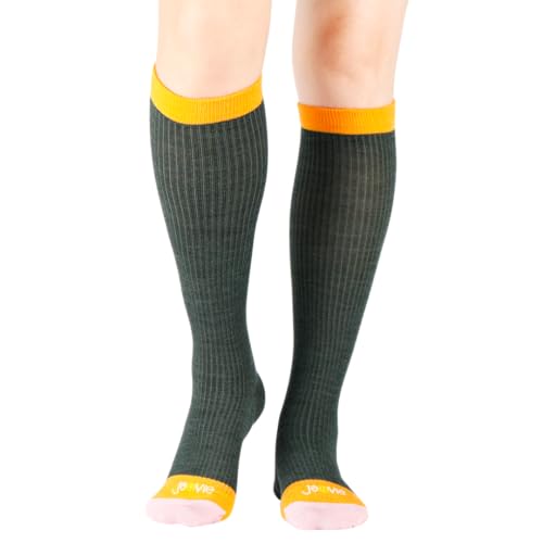 Image of JAVIE Merino Wool Jumbo Dots Compression Socks with Seamless Toe, Knee High Stockings for Women & Men (15-20mmHg)