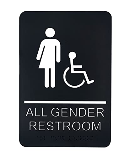 Kraken Bath Co. - ADA All Gender Restroom Sign with Braille and Adhesive - 9" x 6" (All Gender Restroom Sign)