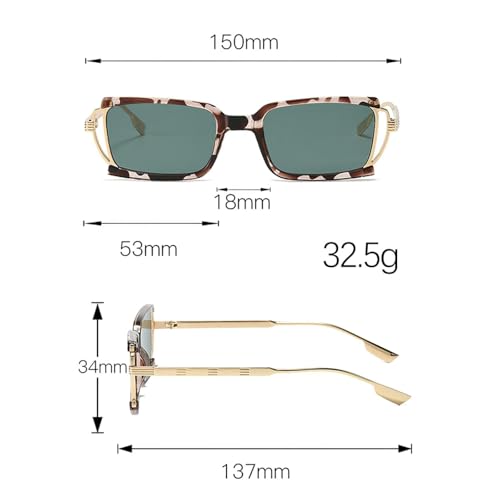 Fashion Sunglasses for Women Box Sunglasses with Small Dots on the Glass Legs and Metal Stripes Uv4002