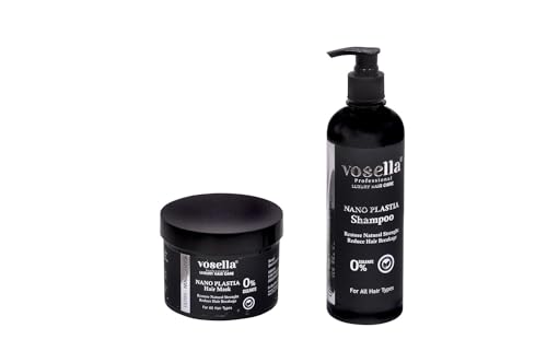 Vosella Professional NANOPLASTIA Hair Shampoo & Mask Set, Vibe Care Shampoo & Conditioner | Black Sulphate Free | Paraben Free (pack of 2) 500+500ml