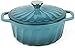 Threaded Dutch Oven/Casserole 2.4 Liter Cast Iron Enamel Pot 22cm Round Cocotte with Lid(Color:Blue)