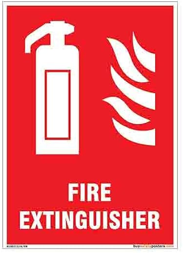 buysafetyposters.com - Fire Extinguisher Sign In English - PVC Sticker - (Portrait A5, 6 inch X 8 inch, Multicolor)