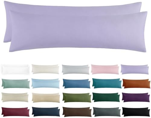 Tifschlaf Seitenschläferkissen Bezug 40 x 145 - Kissenbezug 40x145 Seitenschläfer Kopfkissenbezug 2er Set Lavendel mit Reißverschluss aus Mikrofaser Weich, 145x40 cm Pillow Case