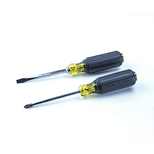Klein Tools 85078 Screwdriver Set, 8 Piece All Purpose Screwdriver Kit has 4 Phillips and 4 Flat Head Tips, Cushion Grip, Precision Machined