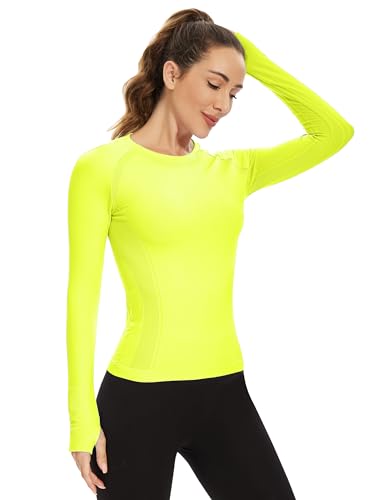 Image of MathCat Workout Shirts for Women Long Sleeve, Workout Tops for Women, Quick Dry Gym Athletic Tops,Seamless Yoga Shirts XS-XL