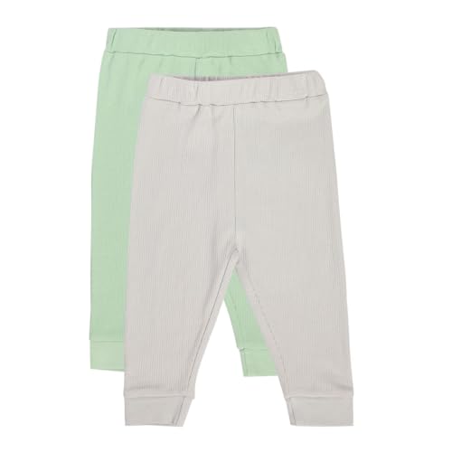 Image of miniklub Baby Full Length Knitted Cotton Bottom, Pack of 2 (Green /Grey Marl Color)