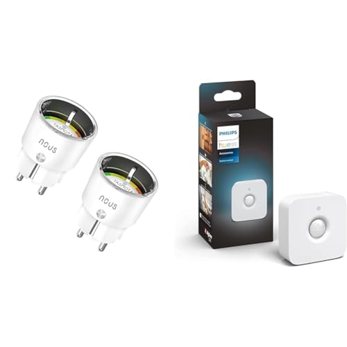 Tasmota Steckdose NOUS A1T - Kleinste Wlan ESP8266 smart plug. 16A mini wifi steckdosen mit stromverbrauch stromzähler & Philips Hue Bewegungsmelder Indoor