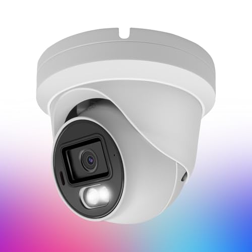 Image of Inwerang 8MP 4K PoE IP Security Dome Camera Outdoor, Full Color Turret IP Camera with Smart Dual Light, Two Way Talk, SD Card Slot, 98ft Night Vision, 110°Wide Angle, Human/Vehicle Detection