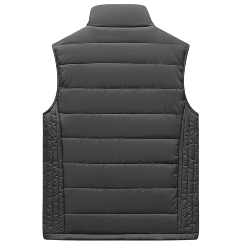 Image of Msmsse Men's Outerwear Vests Winter Quilted Padded Vest Gilet Stand Collar Warm Puffer Vest